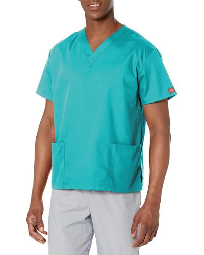 Dickies Cherokee Womens Signature 86706 Missy Fit V-neck Top Medical Scrubs Shirts - Blue