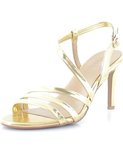 Naturalizer S Kimberly Strappy Slingback Dress Sandal Gold Mirror Leather 5.5 M - Natural