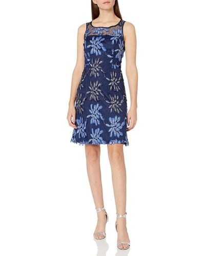 Adrianna Papell Issn Tp Sleevless Fit N Flare - Blue