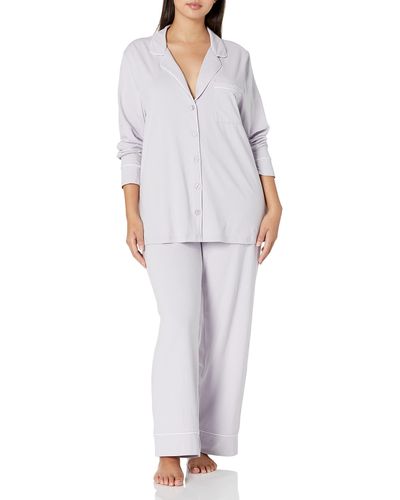 Amazon Essentials Cotton Modal Long-sleeve Shirt And Full-length Bottom Pajama Set - Gray