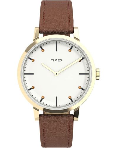 Timex Brown Strap Cream Dial Gold-tone - Natural