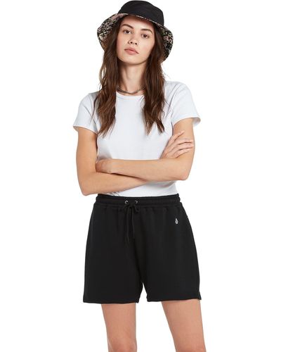 Volcom Womens Truly Stoked Elastic Waist Fleece Shorts - Black