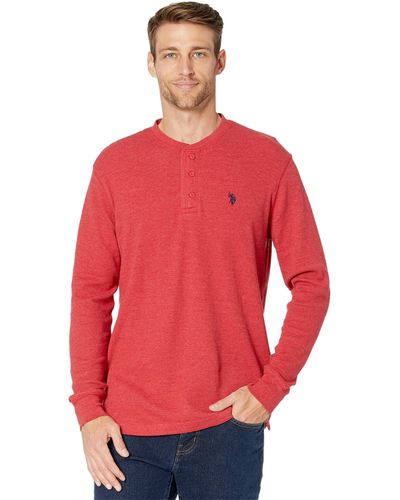 U.S. POLO ASSN. Long Sleeve Thermal Henley - Red