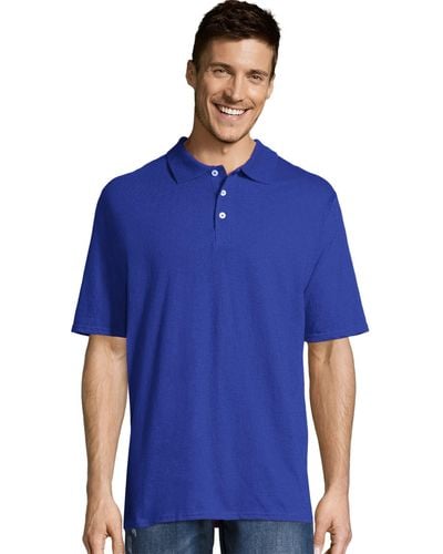 Hanes Mens X-temp Performance Polo Shirt,deep Royal,small - Blue