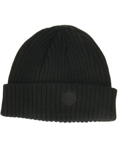 Timberland Ribbed Watch Cap With Logo Patch - Black