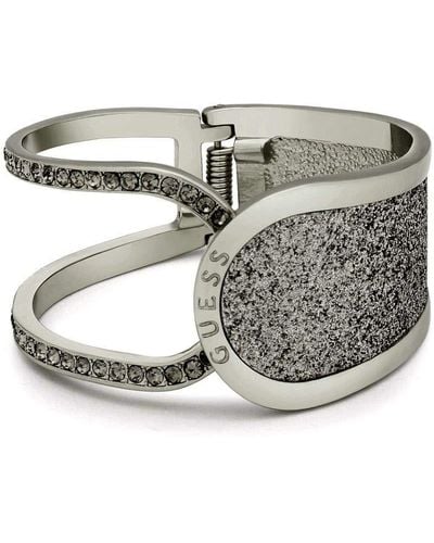 Guess Silvertone Half Open Hinge Cuff Bracelet For - Gray