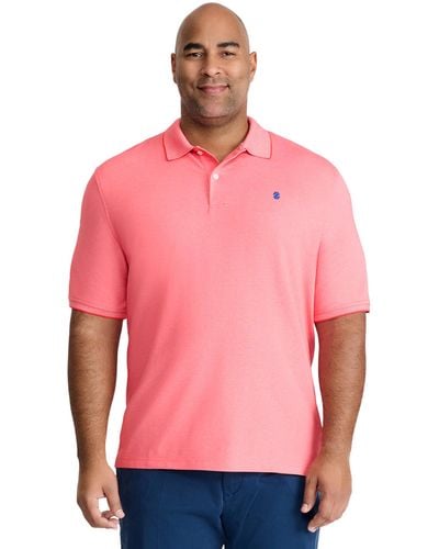 Izod Big And Tall Advantage Performance Short Sleeve Polo Shirt - Pink