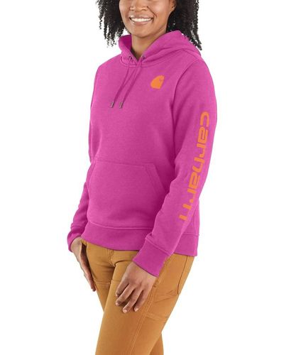 Carhartt Plus Size Relaxed Fit Midweight Logo Sleeve Graphic Sweatshirt - Pink