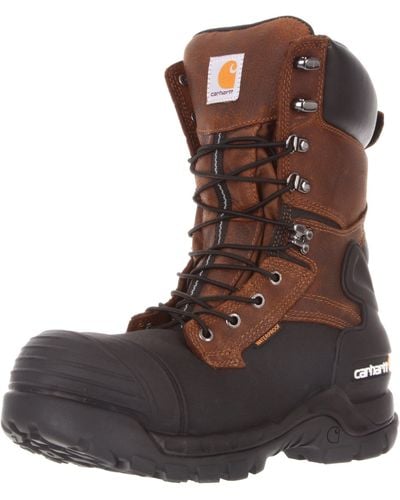 Carhartt 10" Waterproof Insulated Pac Composite Toe Boot Cmc1259,brown Oiltan/black Coated,10 M Us