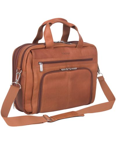 Kenneth Cole Out Of The Bag Hattan Colombian Leather Rfid 15.6" Laptop Briefcase - Brown