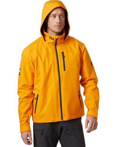 Helly Hansen Crew Hooded Midlayer Fleece Lined Waterproof Raincoat Jacket - Orange