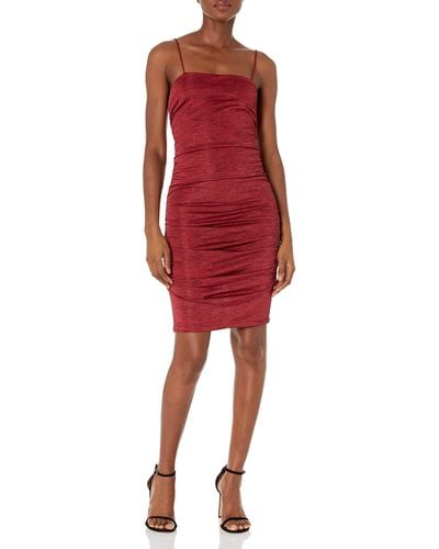 BCBGeneration Bodycon Cocktail Mini Dress With Spaghetti Straps - Red
