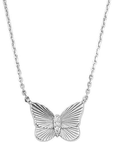 Fossil Sterling Silver Butterflies Chain Necklace - White