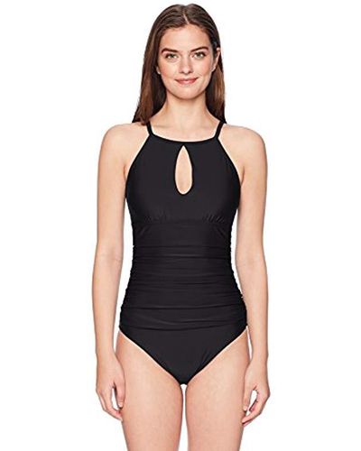 Ellen Tracy One-piece Swimsuit Bathingsuit Neck Cut-out - Black