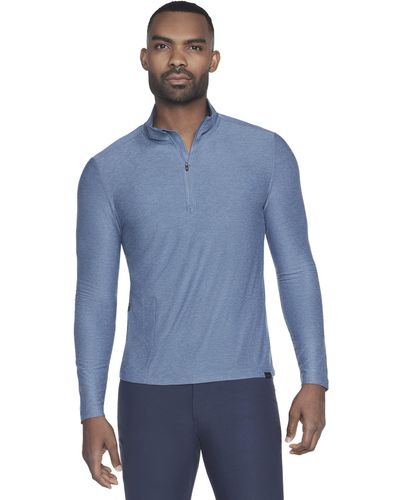 Skechers Go Dri All Day Quarter Zip Long Sleeve Shirt in Blue for Men
