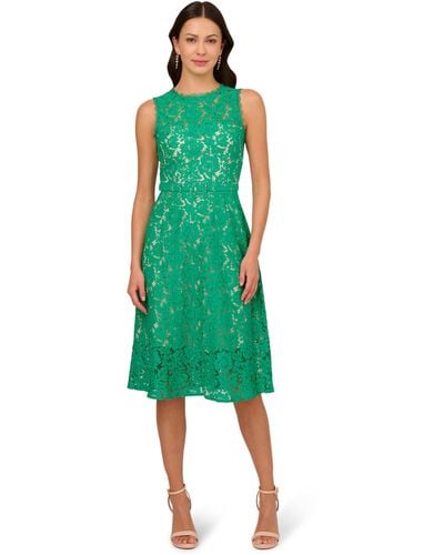Adrianna Papell Lace Midi Dress - Green
