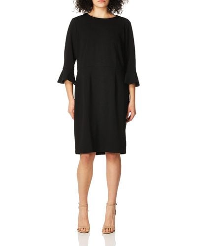 Donna Morgan Kendall 3/4 Elbow Bell Sleeve Sheath Dress - Black