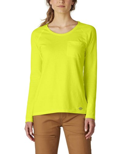 Dickies Womens Long Sleeve Cooling Temp-iq® Performance T-shirt Shirt - Yellow