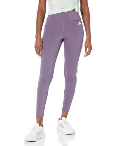 adidas Train Essentials 3-stripes High-waisted 7/8 Leggings - Purple