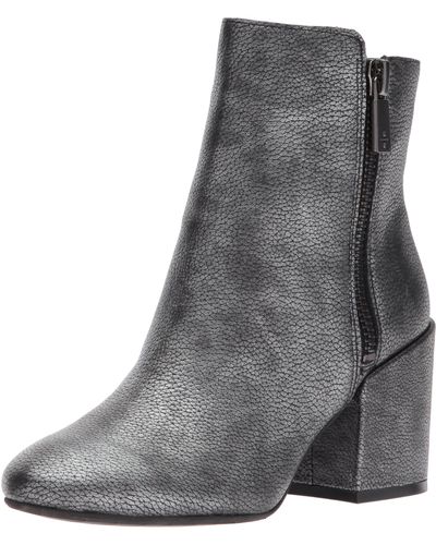 Kenneth Cole Rima Bootie With Double Zip Block Heel Leather Boot - Gray
