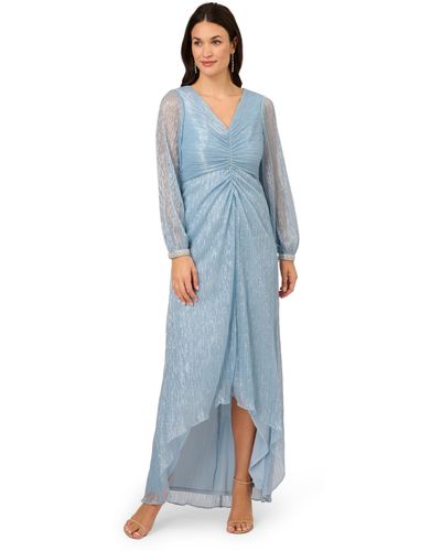 Adrianna Papell Crinkle Metallic Gown - Blue