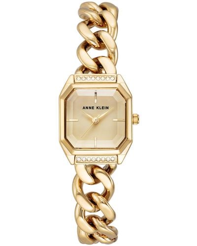 Anne Klein Premium Crystal Accented Chain Bracelet Watch - Metallic
