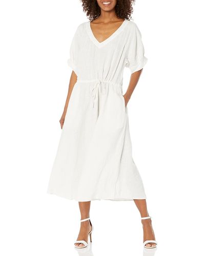 Velvet By Graham & Spencer Nanette Woven Linen Midi Length Dress - White