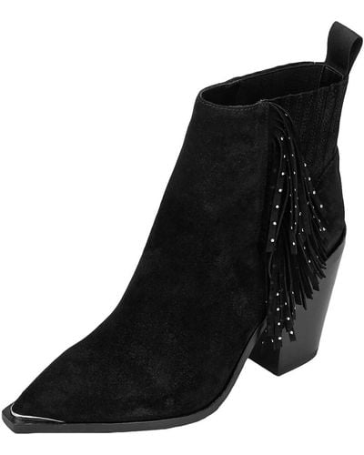 Kenneth Cole West Side Fringe Bootie Rb Studs Fashion Boot - Black