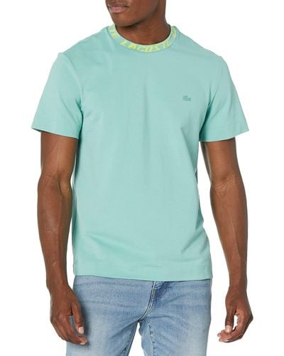 Lacoste Contemporary Collection's Short Sleeve Semi Fancy Tee Shirt With Logo Jacquard Collar - Green