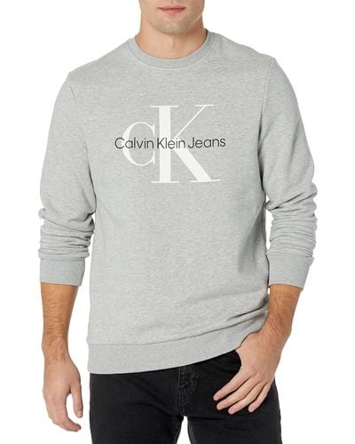 Calvin Klein Monogram Logo Crewneck Sweatshirt - Gray