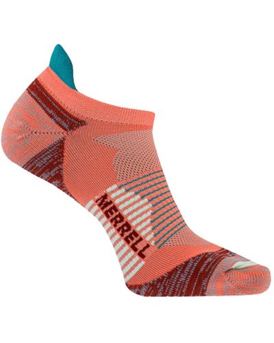 Merrell Adult's Trail Running Cushioned Socks-1 Pair Pack- Anti-slip Heel & Arch Compression - Red