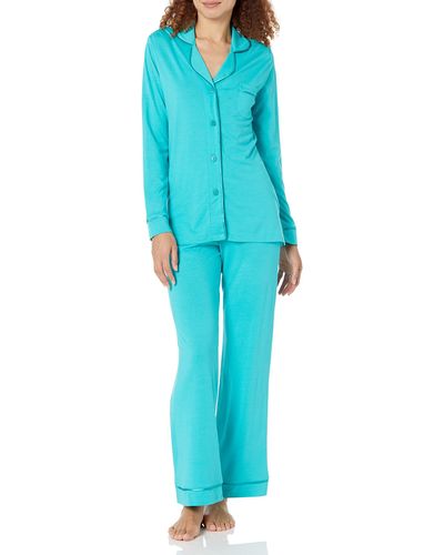 Cosabella Plus Size Bella Long Sleeve Top & Pant Pajama Set - Blue