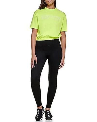 DKNY Drop Out Logo Tee Cropped - Yellow
