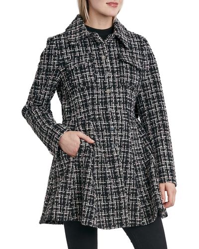 Laundry by Shelli Segal Fit And Flare Plaid Fabric Jacket - Black