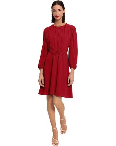 Donna Morgan Long Sleeve Twist Waist Dress - Red