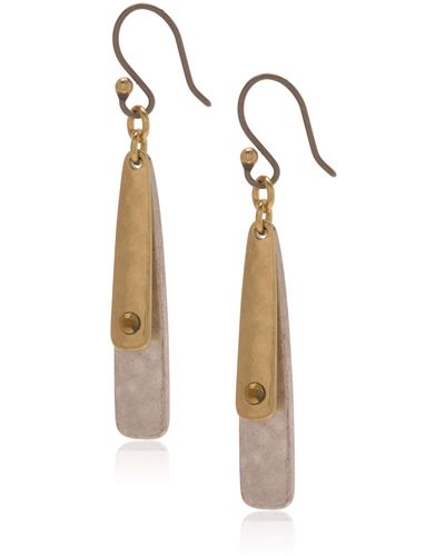 Lucky Brand Two Tone Double Layer Earrings - Black