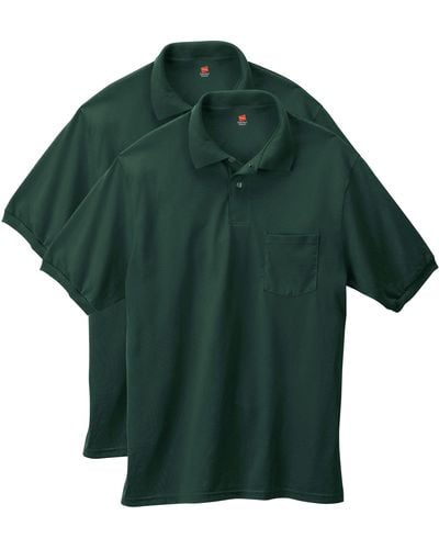 Hanes Short-sleeve Jersey Pocket Polo - Green