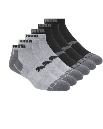 PUMA Mens 6 Pack Low Cut Socks - Gray