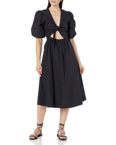 The Drop Prisha Cutout Poplin Midi Dress - Black