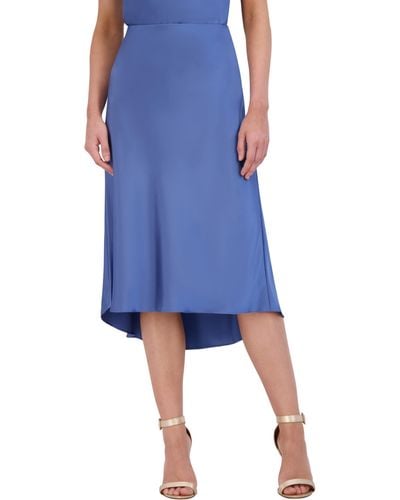 BCBGMAXAZRIA Pull On Vintage Satin Midi Skirt - Blue