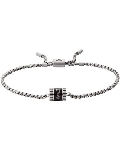Emporio Armani Silver-tone Stainless Steel Chain Slider Bracelet - Metallic