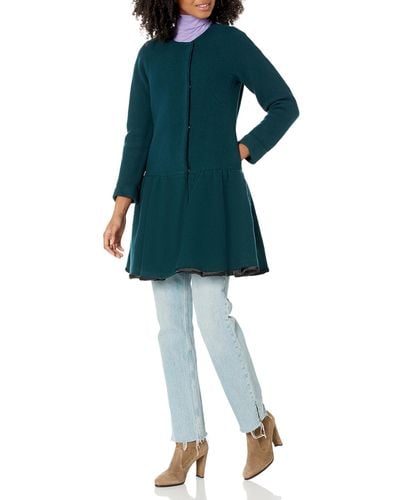 MILLY Rent The Runway Pre-loved Wool Flounce Coat - Blue