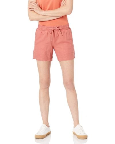 Amazon Essentials Shorts aus Leinengemisch mit Zugband und 12,7 cm Innenbeinlänge - Rot