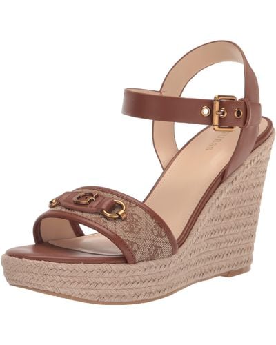 Guess Hisley Espadrille Logo Wedges - Brown