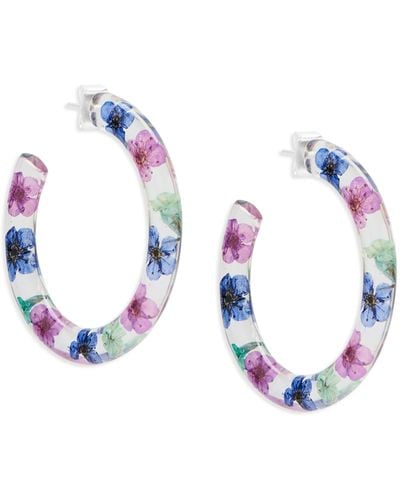 Lucky Brand Dried Flower Hoop Earrings - Blue