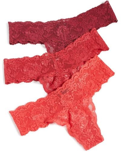 Cosabella Womens Never Say Never Cutie Low Rise 3 Pack Thong Panties - Red