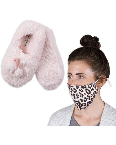 Jessica Simpson Womens With Washable Face Mask Set Slipper Socks - Pink