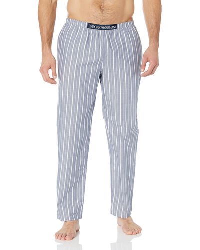 Emporio Armani Yarn Dyed Woven Pajama Pants - Black
