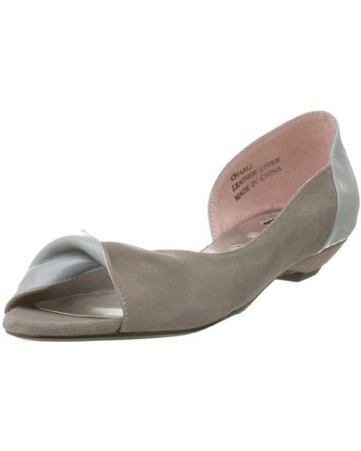 N.y.l.a. Charli Peep Toe Flat,gray Suede,9 M - Multicolor