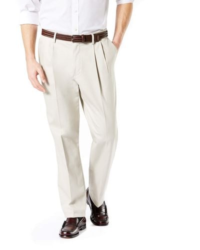Dockers Classic Fit Signature Khaki Lux Cotton Stretch Pants-pleated - Natural